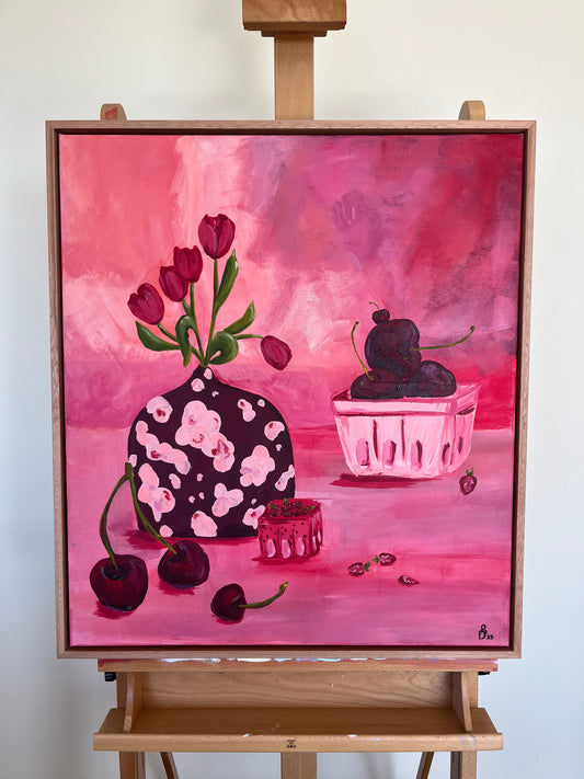 'Cherry Flavoured Flowers' Original Framed Artwork